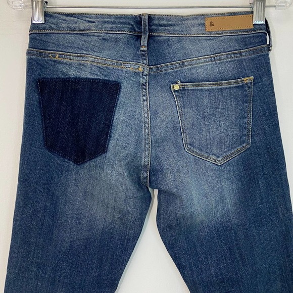 H&M Skinny Low Waist Ankle Blue Patchwork Jeans - Picture 8 of 8